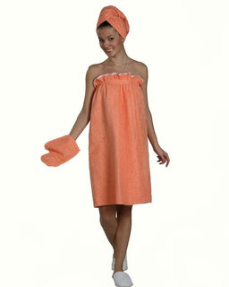 Комплект для сауны женский,100% хлопок (Персиковый )