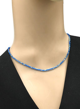 Чокер из циркона шарик гр.2мм цв.синий, 38см