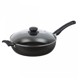 "Атлас" Сотейник с антипригарным покрытием д26см, h7см, s1,5мм, стеклянная крышка, 2 бакелитовые ручки (Россия)