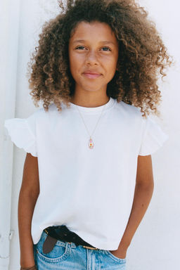 PLAIN T-SHIRT WITH RUFFLES - Zara фото 6
