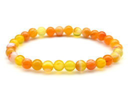 Браслет из агата тонированного шарик 6мм, цвет оранжевый