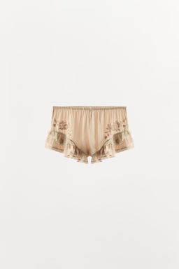 SHORTS SATINADO VOLANTES ABALORIOS / Rosa claro - Zara фото 6