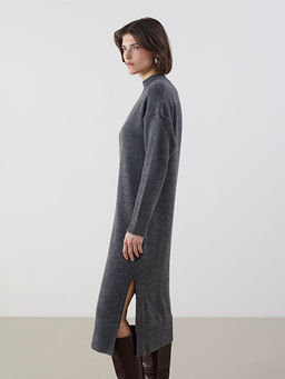 Yar?m Bal?k?? Yaka Kad?n Triko Elbise