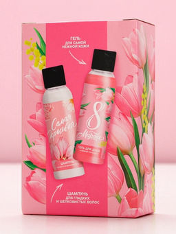 Подарочный набор ЧИСТОЕ СЧАСТЬЕ С 8 Марта!: гель для душа и шампунь для волос, 2х100 мл