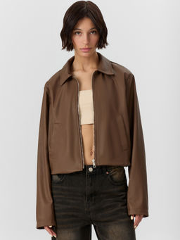 Куртка женская коричневая укороченная