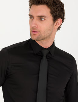 Siyah Slim Fit Uzun Kollu Basic G_mlek