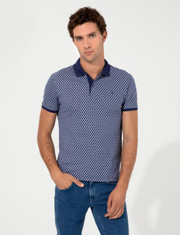 Темно-синяя футболка с воротником-поло - Cacharel фото 3