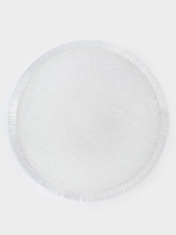 Салфетка под приборы, 38 см, ПВХ/полиэстер, круглая, серебристая, Бахрома
