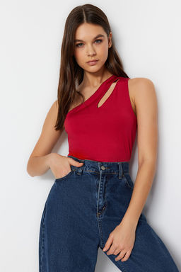 Visne CuruguAsimetrik Yaka Cut Out Detayl? Alttan C?tc?l? Orme Body TWOSS23BD00014