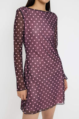 Teen Murdum Puantiye Bask?l? Tul Bodycon K?sa / Mini Astarl? Esnek Orme Elbise TWOAW26EL00138 - Trendyolmilla фото 3