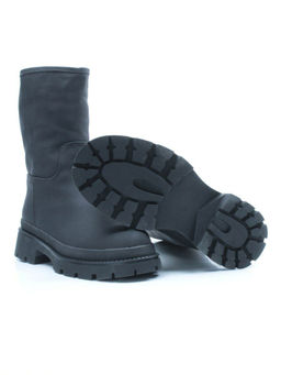 04-C186M BLACK Ботинки зимние женские (натуральная кожа (нубук) натуральный мех) - Фабричный китай фото 16