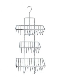 Полка для душа 3-х ярусная угловая MILANO с крючками (навесная на кран/душ)