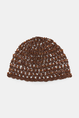 GORRO CASQUETE CROCHET ABALORIOS / Marr?n