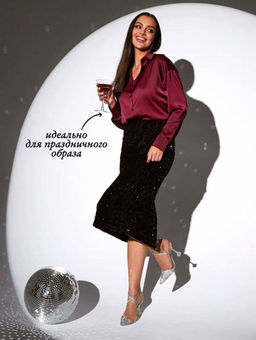 K13299 Блузка атласная БУРГУНДИ