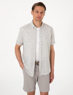 Рубашка Pierre Cardin Regular Fit хаки с льном