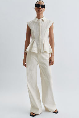 JEANS ZW COLLECTION WIDE LEG RAYAS TIRO ALTO / Crudo - Zara фото 4