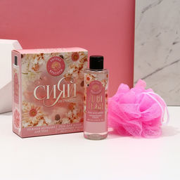 Гель для душа 200 мл и мочалка для тела Сияй от счастья!, подарочный набор, аромат пион, ЧИСТОЕ СЧАСТЬЕ  фото 2