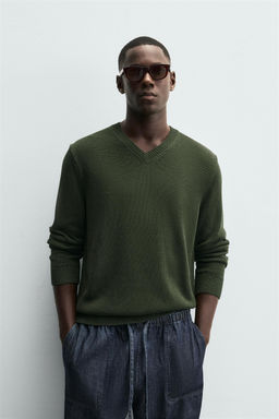 COTTON V-NECK SWEATER - Zara фото 2