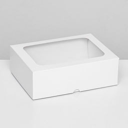 Цена за 5 шт. Коробка складная, крышка-дно, с окном, белый, 20 х 15 х 6,5 см,
