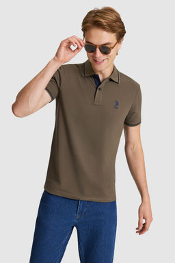 Erkek Koyu Haki Slim Fit Polo Yaka Basic Ti__rt - U.s. polo assn фото 3