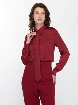 Блузка с галстуком OD-881-6 бордовый - Tantino фото 7