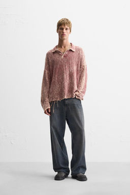 WASHED KNIT POLO SHIRT