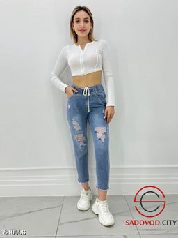 Джинсы на резинке с высокой посадкой - Bruno фото 3