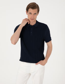 Lacivert Slim Fit Polo Yaka D__meli Triko Ti__rt