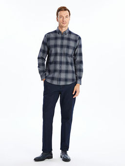 Regular Fit Uzun Kollu Ekose Gabardin Erkek G?mlek