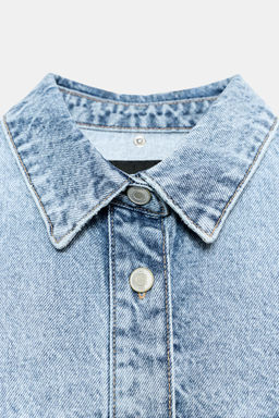 CAZADORA Z1975 DENIM OVERSIZE CAPUCHA / Azul claro - Zara фото 12