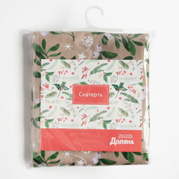 Скатерть новогодняя Доляна Frosty berries 149×220+/- 3 см, 100% хлопок, рогожка 164 г/м²