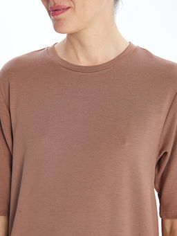 Bisiklet Yaka D?z K?sa Kollu Elbise