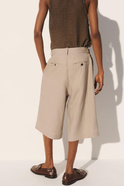 BERMUDA CRUZADA WIDE FIT 100% LINO / Beige - Zara фото 4