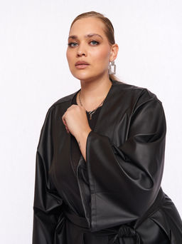 Кардиган кожаный KA05109BLK01