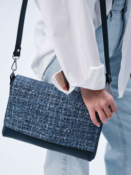 Сумка кожаная на плечо Deboro 30181 синяя волна