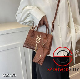 Крокодиловая сумка через плечо с цепочкой и кисточкой - Bruno фото 10