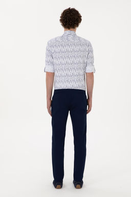 Erkek Lacivert Slim Fit Kanvas Pantolon