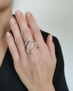 Кольцо с белым серебрением