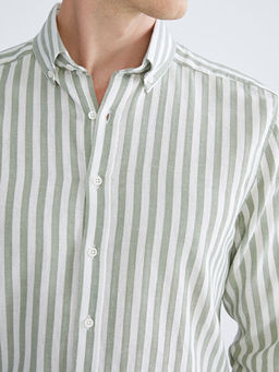 Regular Fit Uzun Kollu ?izgili Erkek G?mlek