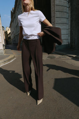 STRAIGHT-LEG DARTED TROUSERS