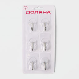 Крючки самоклеящиеся Доляна Классика, 6 шт., прозрачные фото 6