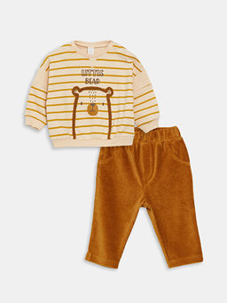 Bisiklet Yaka Uzun Kollu Erkek Bebek Sweatshirt ve Pantolon 2li Tak?m
