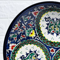 Ляган узбекский Риштанская Керамика «Узоры», d=33 см, глубокий, синий
