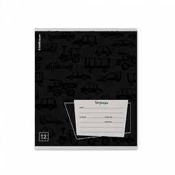 Цена за 10 шт. Тетрадь школьная ученическая ErichKrause Black Pattern, 12 листов, клетка, выборочный УФ-лак (в плёнке по 10 шт.)_MIX-PACK  фото 5