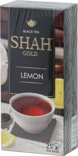 ШАХ GOLD. Черный чай с лимоном карт.пачка, 25 пак. (Уцененная) 3 ПАЧКИ