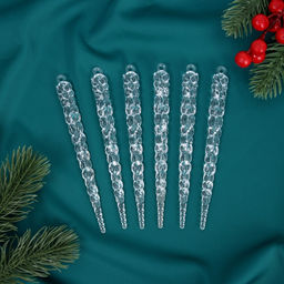 Цена за 2 шт. Ёлочные игрушки набор 6 шт. «Сосулька люкс» 15 см