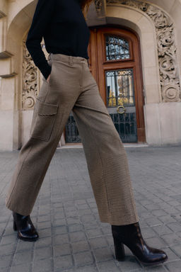 HOUNDSTOOTH CARGO TROUSERS - Zara фото 4