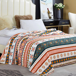 Плед/покрывало 220х200см "Поморские мотивы", велсофт "California" набивной, полиэстер 100%, плотность 160г/м2, упаковка: 20х33см пояс бумажный, "Домашняя мода" (Россия)