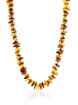 Короткие бусы из натурального цельного янтаря Чипсы пёстрые мелкие