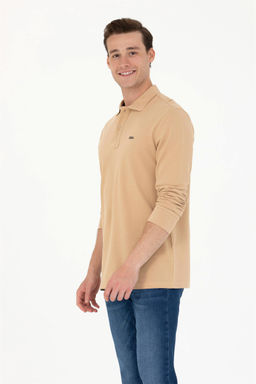 U. S. Polo Assn Мужская базовая толстовка с воротником-поло песочного цвета - U.s. polo assn фото 3